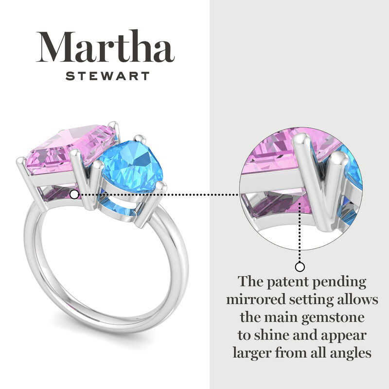 Martha Stewart 4 3/4ctw. Pink Sapphire & Blue Topaz Two Stone Ring In Sterling Silver image number null